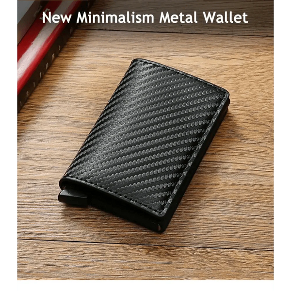 New Carbon Fiber Card Holder Wallets Luxury Men  Black Magic Leather Cool Slim Mini Wallet Small Money Bag Male Purses Magnet Closure Wallet