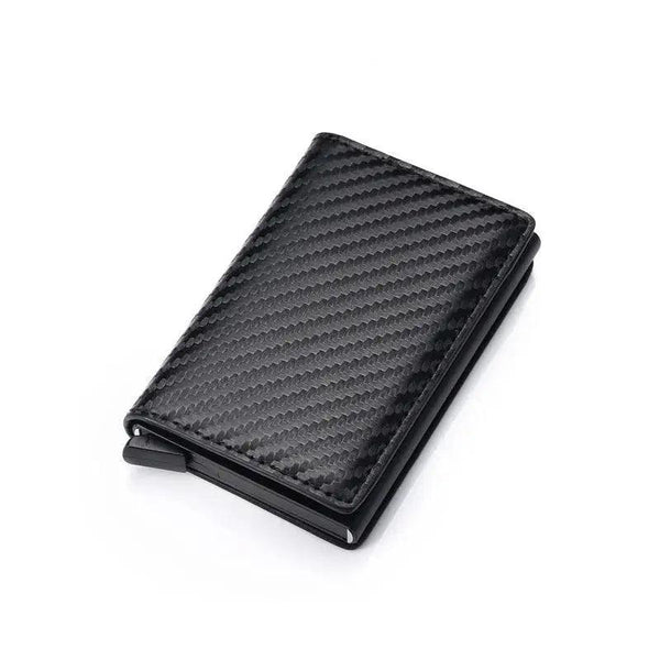 New Carbon Fiber Card Holder Wallets Luxury Men  Black Magic Leather Cool Slim Mini Wallet Small Money Bag Male Purses Magnet Closure Wallet