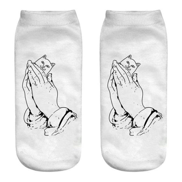 New Cartoon Cat Socks 3D Print Art Funny Socks Women Cute Low Cut Ankle Socks Made o Pure Cotton Short Socks Trending Fashion Short Ankle Socks For Men And Women