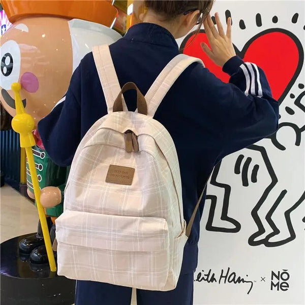 New Casual School Bag For Women And Girls Stylish Backpack Striped Book Packbags for Teenage