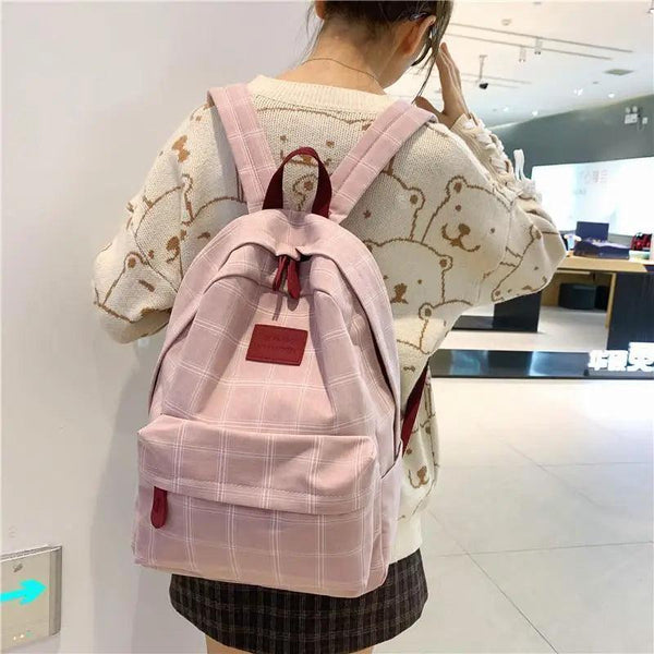 New Casual School Bag For Women And Girls Stylish Backpack Striped Book Packbags for Teenage