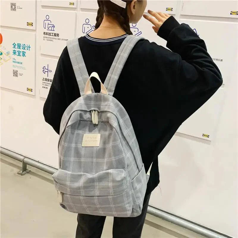New Casual School Bag For Women And Girls Stylish Backpack Striped Book Packbags for Teenage