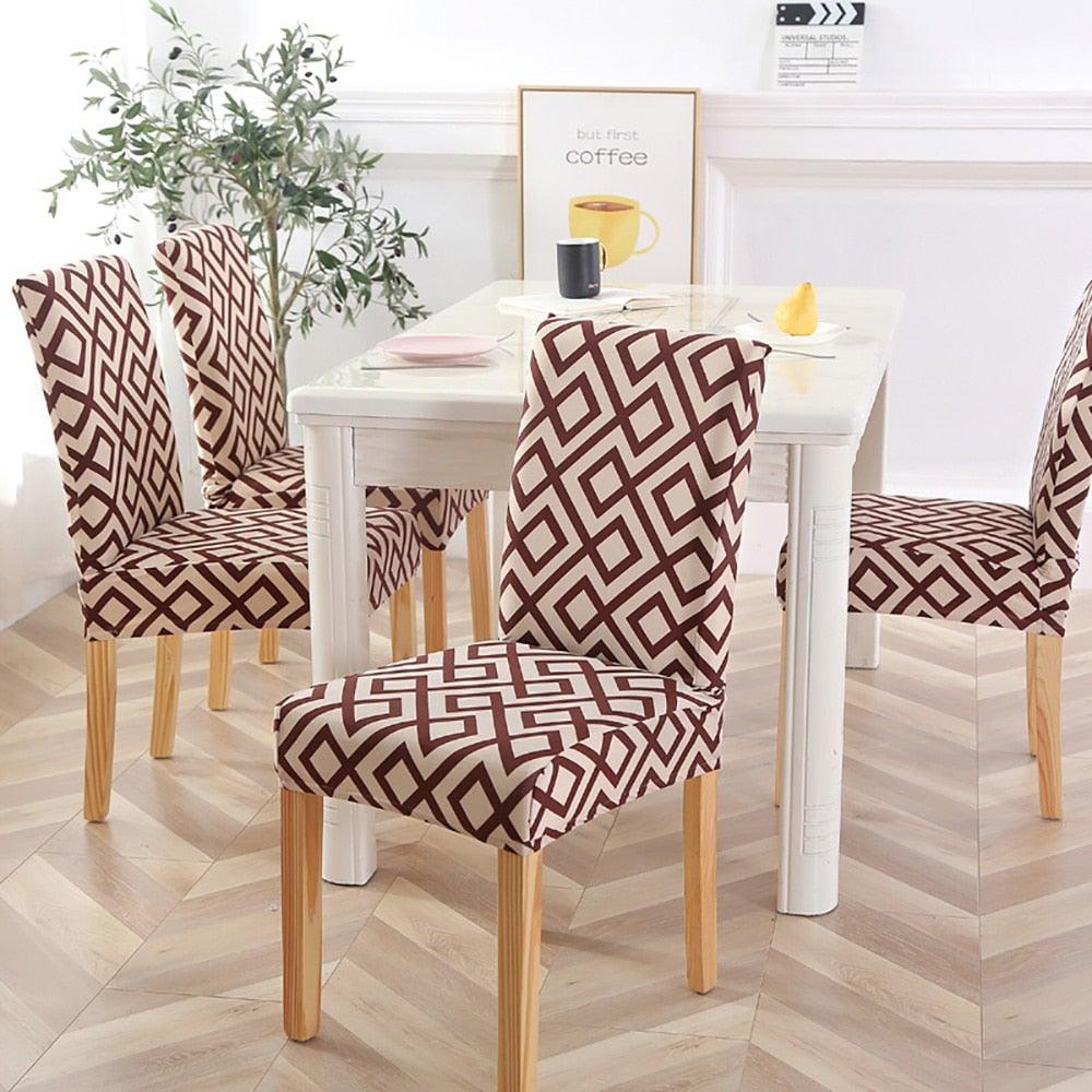 New Chair Covers Spandex Stretch Chair Covers Dining Slipcover Decorative Chair Cover floral For Kitchen Wedding Banquet Hotel Stretch Armless Chair Slipcover for Dining Room Seat Cushion, Spandex Kitchen Parson Chair Protector Cover, Removable & Washable