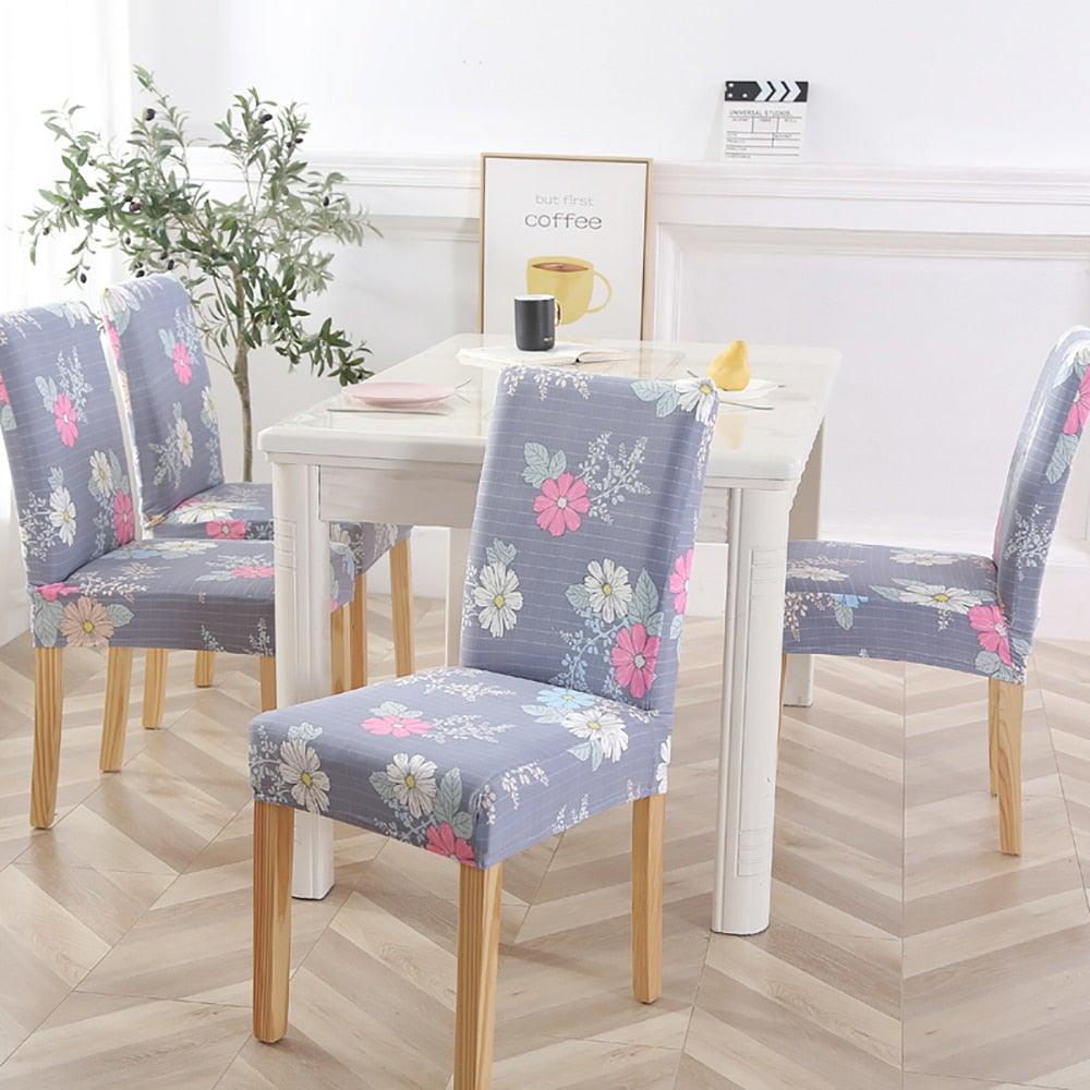 New Chair Covers Spandex Stretch Chair Covers Dining Slipcover Decorative Chair Cover floral For Kitchen Wedding Banquet Hotel Stretch Armless Chair Slipcover for Dining Room Seat Cushion, Spandex Kitchen Parson Chair Protector Cover, Removable & Washable