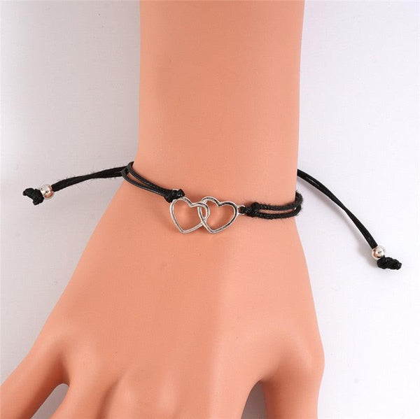 New Charm Bracelet For Friendship Couples 2pcs/set Volcanic Stone Bracelet Bead Bangles Natural Stone Bracelets Set Friendship Hand Woven Braided Stretch String Adjustable For Couples