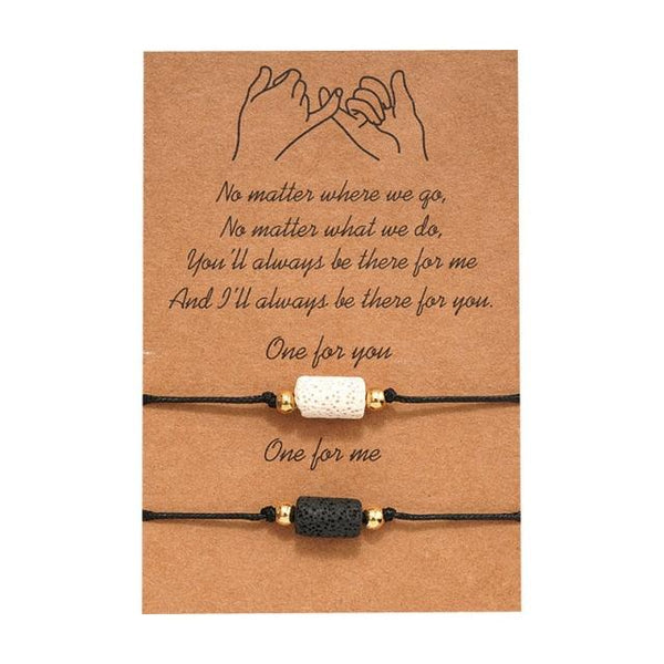 New Charm Bracelet For Friendship Couples 2pcs/set Volcanic Stone Bracelet Bead Bangles Natural Stone Bracelets Set Friendship Hand Woven Braided Stretch String Adjustable For Couples