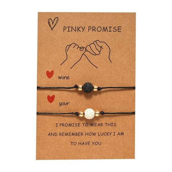 New Charm Bracelet For Friendship Couples 2pcs/set Volcanic Stone Bracelet Bead Bangles Natural Stone Bracelets Set Friendship Hand Woven Braided Stretch String Adjustable For Couples