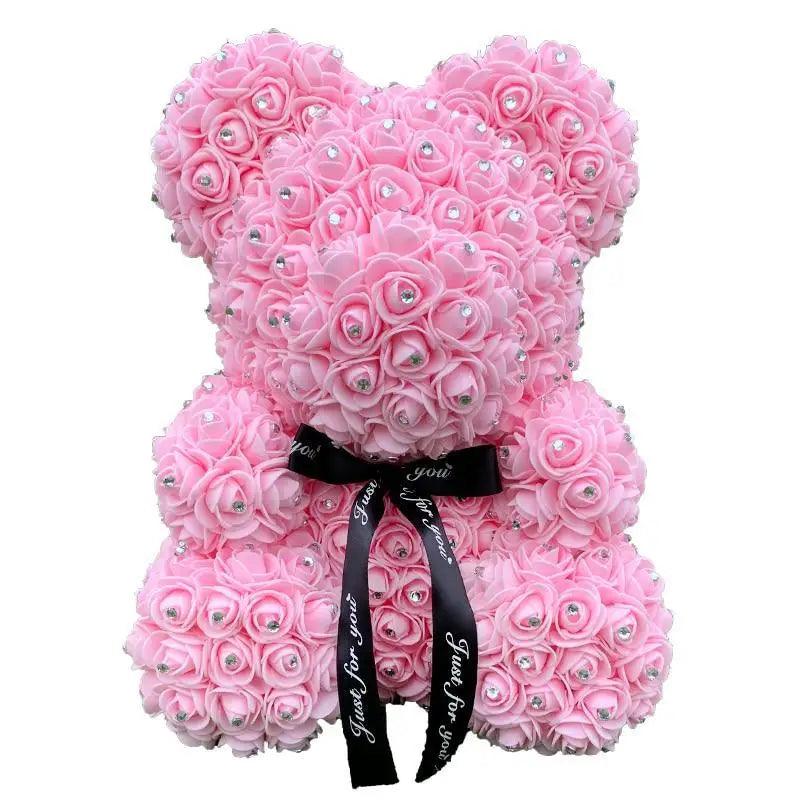 New Charming Diamond Rose Bears 40cm Artificial Flower Teddy Bears For Valentins's Day Mother's Day Birthday Gifts