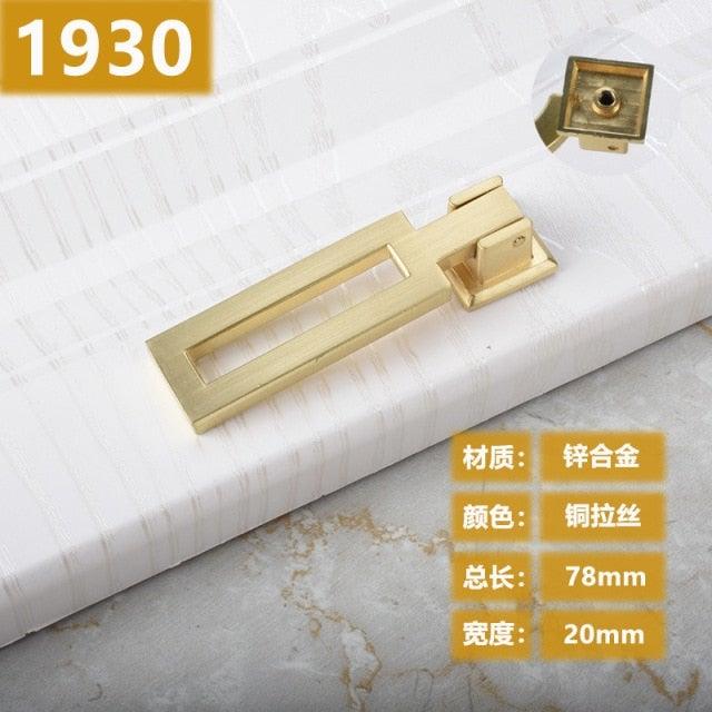 New Chinese Golden Cupboard Door Drawer Concealed Buckle Handle Wardrobe Zinc Alloy Hardware Handle Kitchen Cupboard Hardware Modern Style Furniture Door Pulls