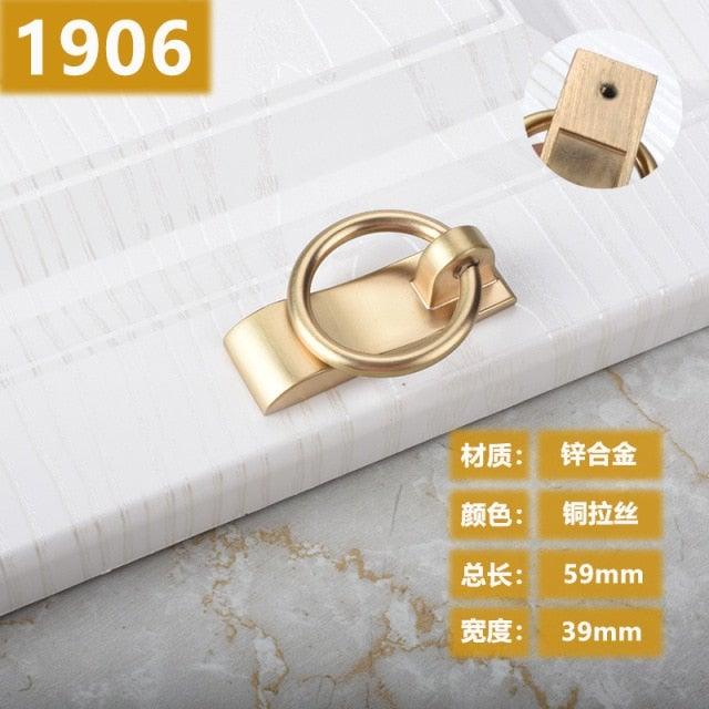 New Chinese Golden Cupboard Door Drawer Concealed Buckle Handle Wardrobe Zinc Alloy Hardware Handle Kitchen Cupboard Hardware Modern Style Furniture Door Pulls