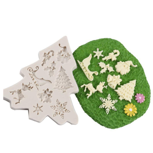 New Christmas Silicone Mold Decoration Tools Santa Christmas Tree Cake Decoration Tool Chocolate Candy Cookies Mold Christmas Silicone Molds Christmas Theme Silicone Baking Molds