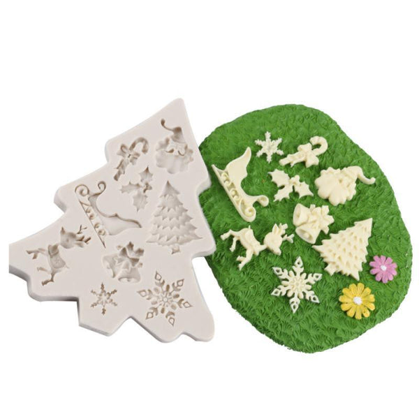 New Christmas Silicone Mold Decoration Tools Santa Christmas Tree Cake Decoration Tool Chocolate Candy Cookies Mold Christmas Silicone Molds Christmas Theme Silicone Baking Molds