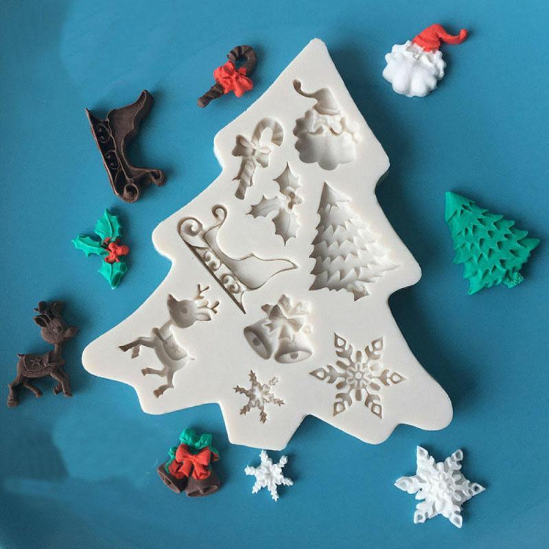 New Christmas Silicone Mold Decoration Tools Santa Christmas Tree Cake Decoration Tool Chocolate Candy Cookies Mold Christmas Silicone Molds Christmas Theme Silicone Baking Molds