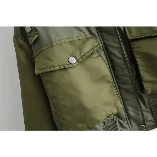 New Classic Design Autumn Winter Green Short Jackets Women Fashionable Long Sleeve Zipper Bomber Jacket Outwear Women's Coat