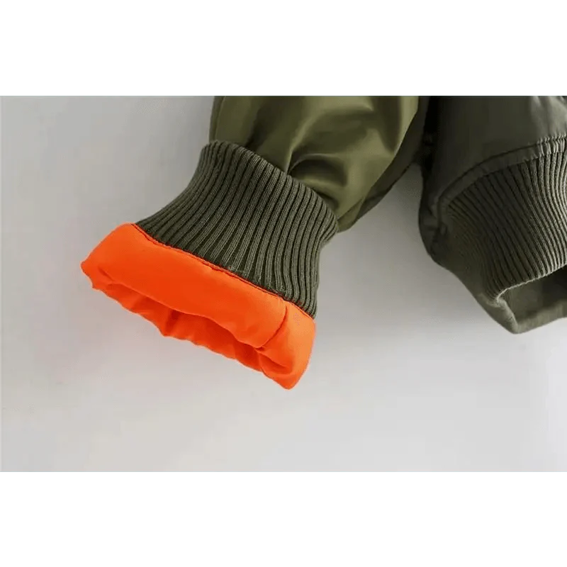 New Classic Design Autumn Winter Green Short Jackets Women Fashionable Long Sleeve Zipper Bomber Jacket Outwear Women's Coat