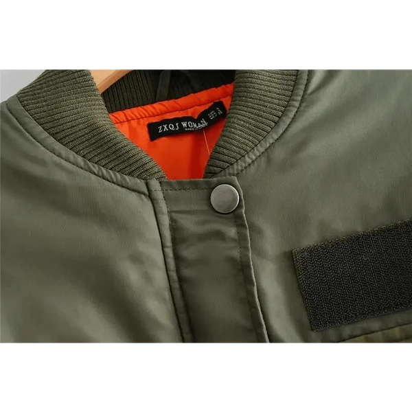 New Classic Design Autumn Winter Green Short Jackets Women Fashionable Long Sleeve Zipper Bomber Jacket Outwear Women's Coat