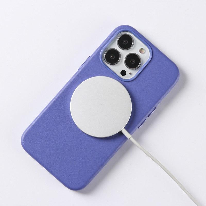 New Colorful Leather For iPhone 14 13 Pro Max Mini Magnet Case Cover Wireless Charging Drop Protect Covers Shockproof Slim Back Cover Leather Case For iPhone Slim and Aesthetic iPhone 14 case