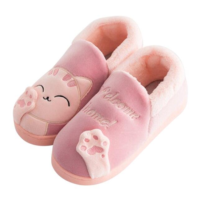 New Couples Cat Women Shoes Non-Slip Soft Warm Man House Slippers Indoor Bedroom Winter Home Slippers Memory Foam Fuzzy Slippers Cute Furry Fleece Slippers With Warm Plush Slip On House Shoes