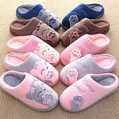 New Couples Cat Women Shoes Non-Slip Soft Warm Man House Slippers Indoor Bedroom Winter Home Slippers Memory Foam Fuzzy Slippers Cute Furry Fleece Slippers With Warm Plush Slip On House Shoes