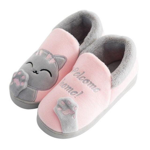 New Couples Cat Women Shoes Non-Slip Soft Warm Man House Slippers Indoor Bedroom Winter Home Slippers Memory Foam Fuzzy Slippers Cute Furry Fleece Slippers With Warm Plush Slip On House Shoes
