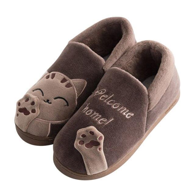 New Couples Cat Women Shoes Non-Slip Soft Warm Man House Slippers Indoor Bedroom Winter Home Slippers Memory Foam Fuzzy Slippers Cute Furry Fleece Slippers With Warm Plush Slip On House Shoes