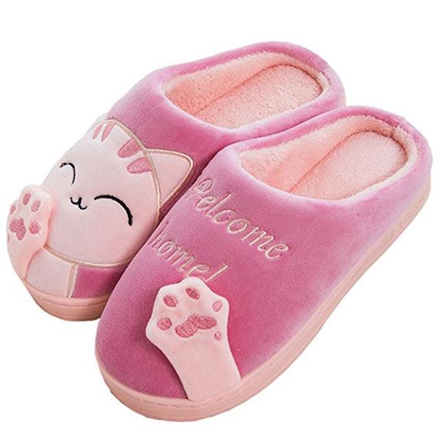 New Couples Cat Women Shoes Non-Slip Soft Warm Man House Slippers Indoor Bedroom Winter Home Slippers Memory Foam Fuzzy Slippers Cute Furry Fleece Slippers With Warm Plush Slip On House Shoes