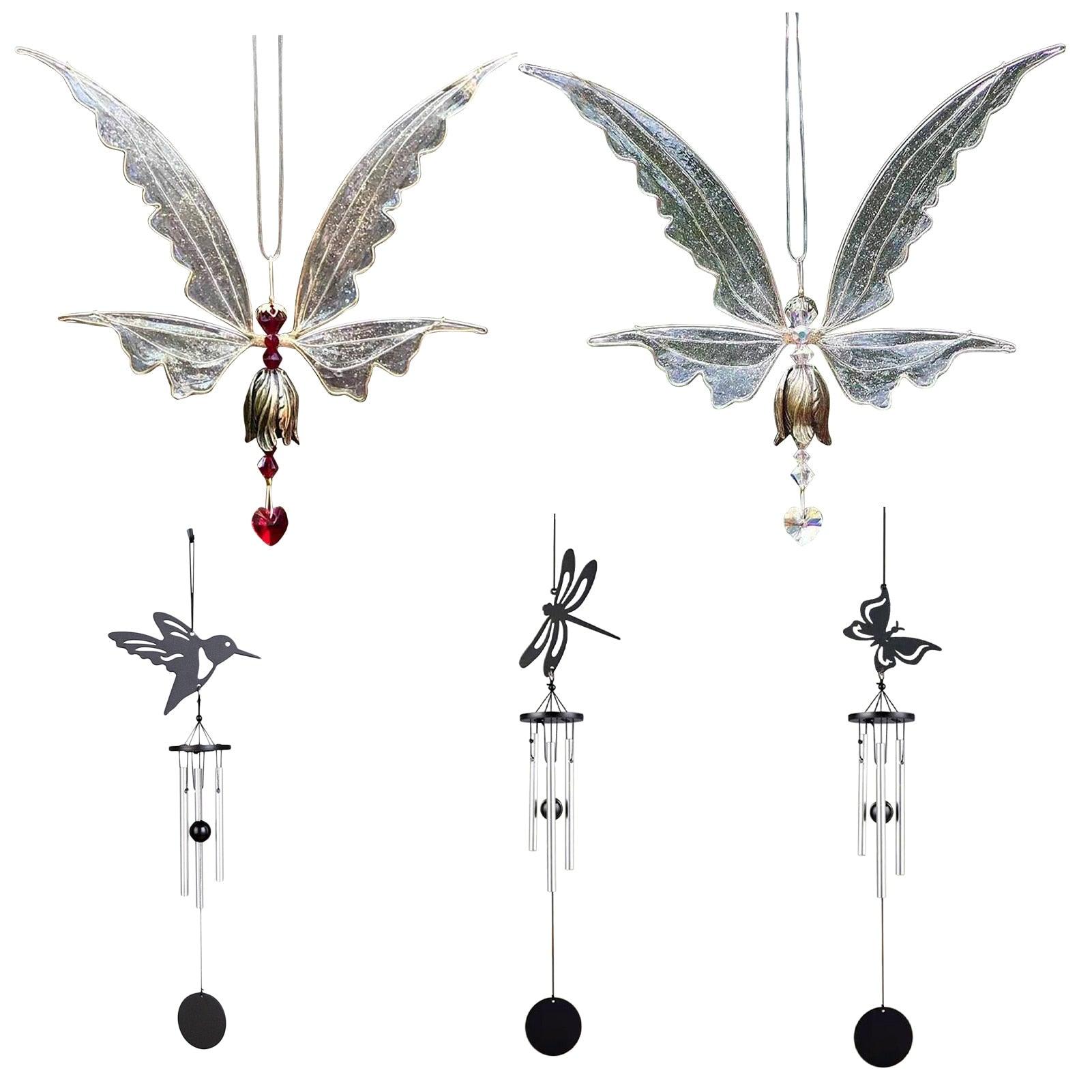 New Crystal Guardian Angel Wing Sun Catcher Angel Crystal Prism Pendant Sun Catcher Windows Outdoor Garden Hanging Decor Gifts Rainbow Collection With Crystal Wind Chimes For Home Garden Hanging Decoration