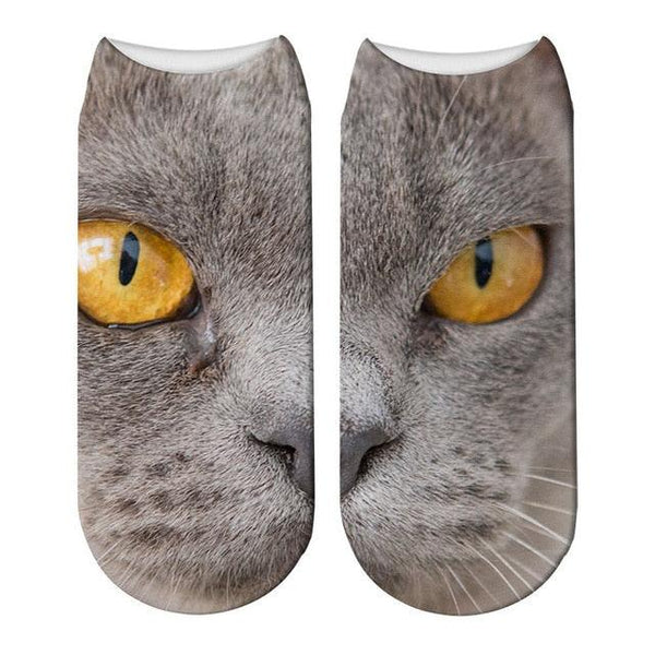 3D Printed Women Winter Christmas Socks Funny Creative Pet Cat Face Unisex Cotton Ankle Socks Children Gift Animal Lover Socks For Men And Women