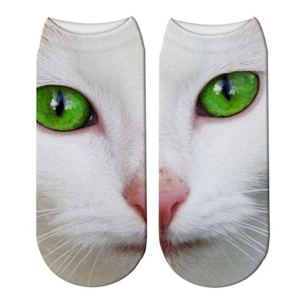 3D Printed Women Winter Christmas Socks Funny Creative Pet Cat Face Unisex Cotton Ankle Socks Children Gift Animal Lover Socks For Men And Women
