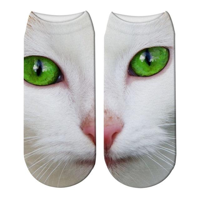 3D Printed Women Winter Christmas Socks Funny Creative Pet Cat Face Unisex Cotton Ankle Socks Children Gift Animal Lover Socks For Men And Women