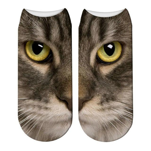 3D Printed Women Winter Christmas Socks Funny Creative Pet Cat Face Unisex Cotton Ankle Socks Children Gift Animal Lover Socks For Men And Women