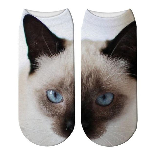 3D Printed Women Winter Christmas Socks Funny Creative Pet Cat Face Unisex Cotton Ankle Socks Children Gift Animal Lover Socks For Men And Women