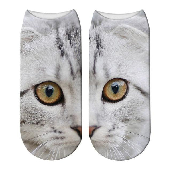 3D Printed Women Winter Christmas Socks Funny Creative Pet Cat Face Unisex Cotton Ankle Socks Children Gift Animal Lover Socks For Men And Women
