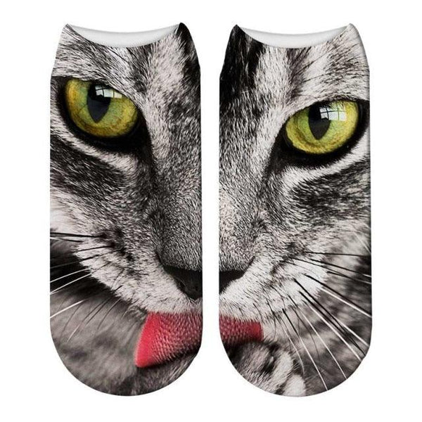 3D Printed Women Winter Christmas Socks Funny Creative Pet Cat Face Unisex Cotton Ankle Socks Children Gift Animal Lover Socks For Men And Women