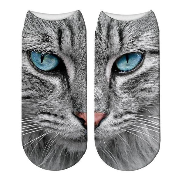 3D Printed Women Winter Christmas Socks Funny Creative Pet Cat Face Unisex Cotton Ankle Socks Children Gift Animal Lover Socks For Men And Women