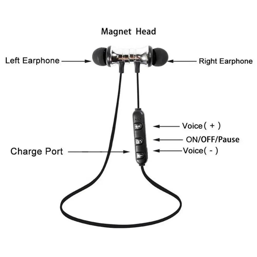 Magnetic Wireless Bluetooth Earphone Music Neckband Sports Earphones For Running & Workout