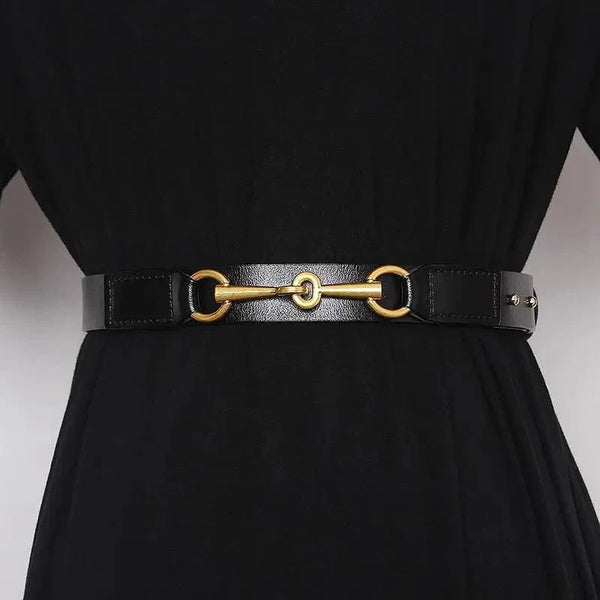 Simple Black Plain Leather Belt For Women Classic Thin Skinny Waistbands Casual Women Dress Belts