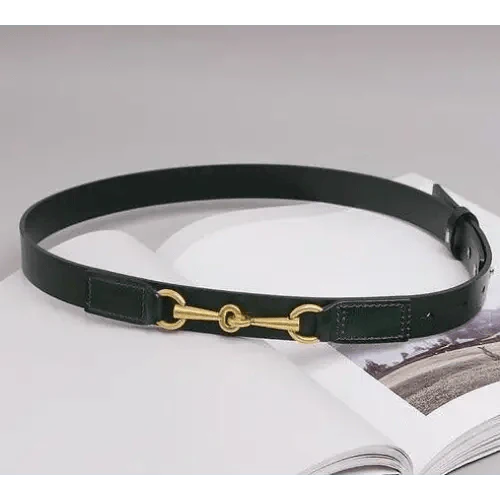 Simple Black Plain Leather Belt For Women Classic Thin Skinny Waistbands Casual Women Dress Belts