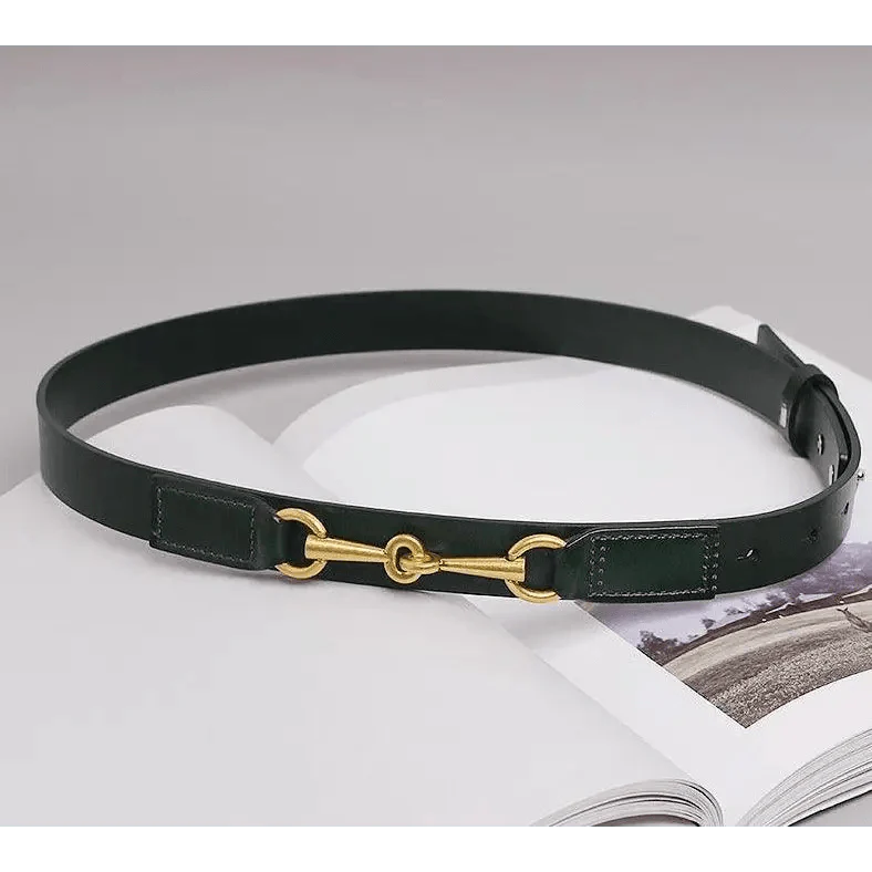 Simple Black Plain Leather Belt For Women Classic Thin Skinny Waistbands Casual Women Dress Belts