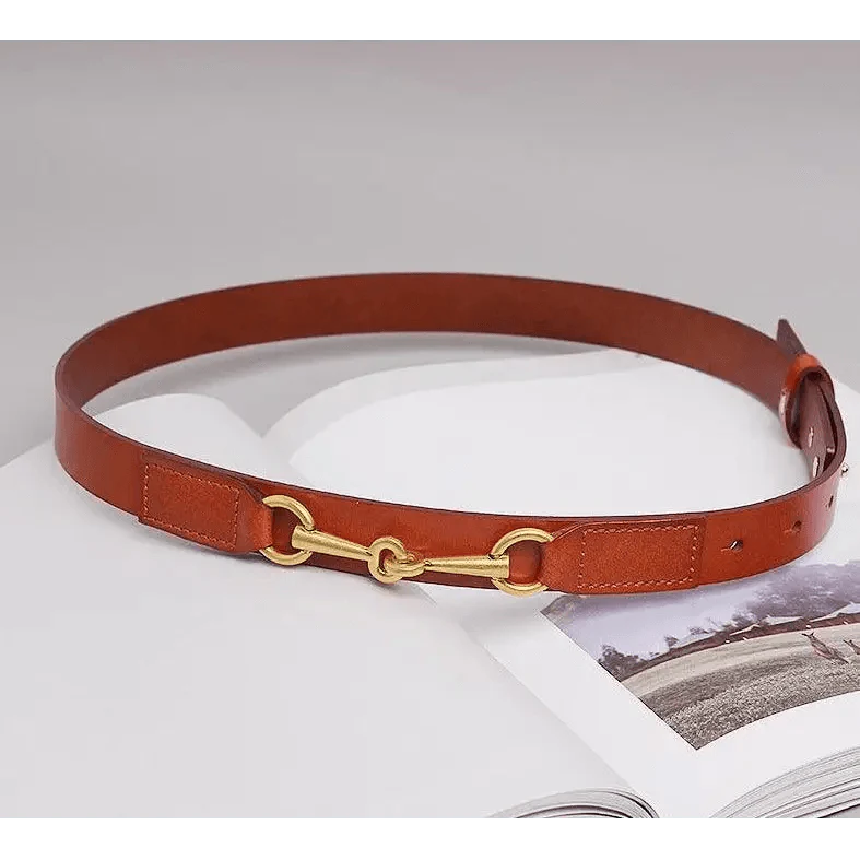 Simple Black Plain Leather Belt For Women Classic Thin Skinny Waistbands Casual Women Dress Belts