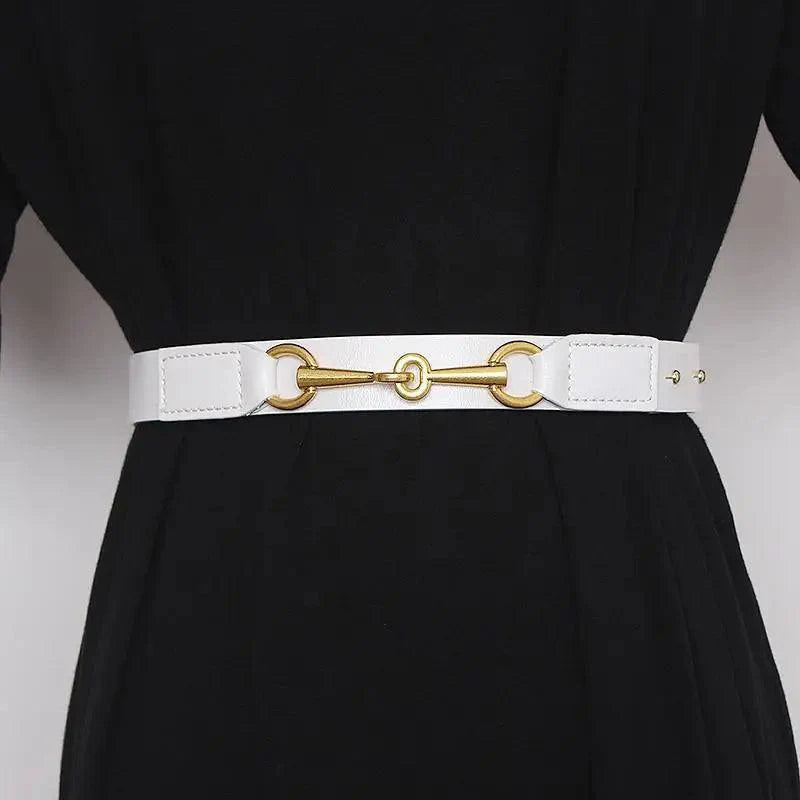 Simple Black Plain Leather Belt For Women Classic Thin Skinny Waistbands Casual Women Dress Belts
