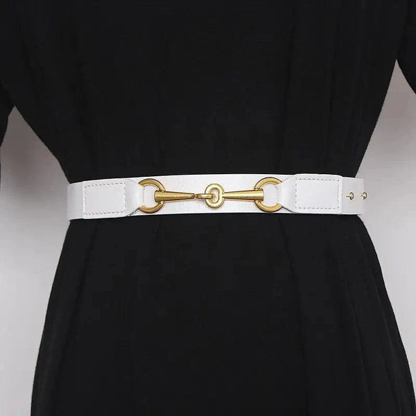 Simple Black Plain Leather Belt For Women Classic Thin Skinny Waistbands Casual Women Dress Belts