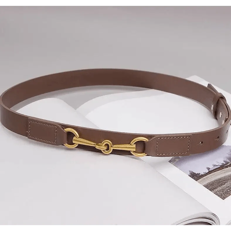 Simple Black Plain Leather Belt For Women Classic Thin Skinny Waistbands Casual Women Dress Belts