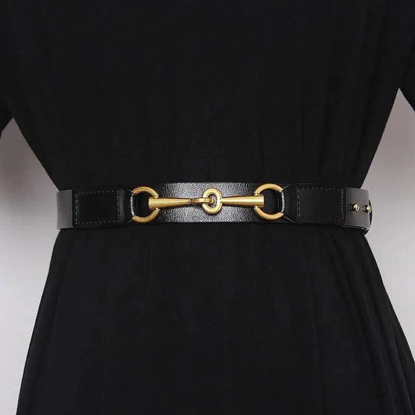 Simple Black Plain Leather Belt For Women Classic Thin Skinny Waistbands Casual Women Dress Belts