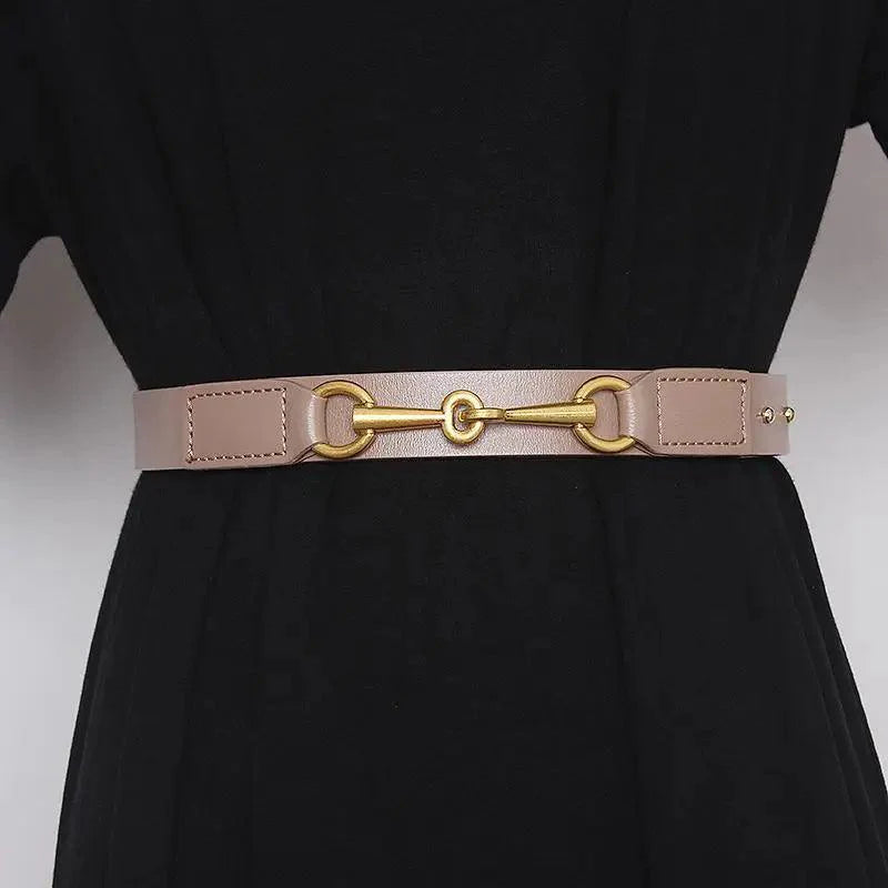Simple Black Plain Leather Belt For Women Classic Thin Skinny Waistbands Casual Women Dress Belts