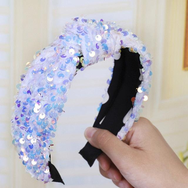 Sparkly Sequins Sponge Headbands Mermaid Knot Tie Head Bands for Women Daily Party Crown Turban Gorgeous Hair Accessories For Women