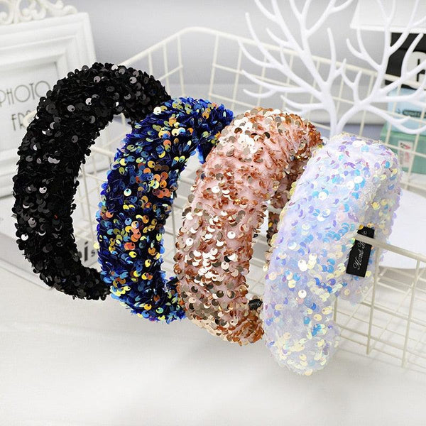 Sparkly Sequins Sponge Headbands Mermaid Knot Tie Head Bands for Women Daily Party Crown Turban Gorgeous Hair Accessories For Women