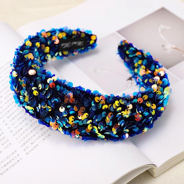 Sparkly Sequins Sponge Headbands Mermaid Knot Tie Head Bands for Women Daily Party Crown Turban Gorgeous Hair Accessories For Women