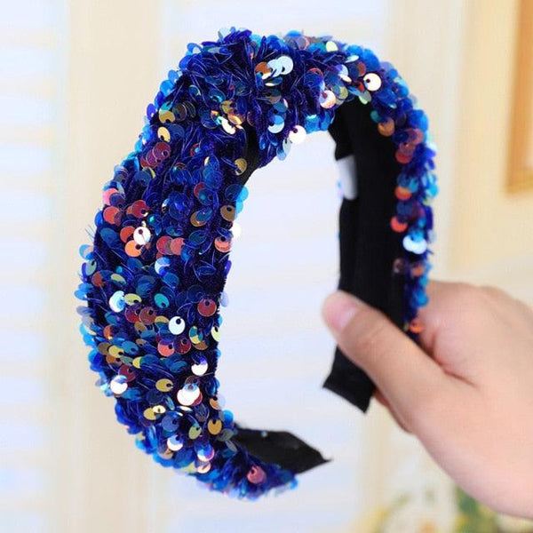 Sparkly Sequins Sponge Headbands Mermaid Knot Tie Head Bands for Women Daily Party Crown Turban Gorgeous Hair Accessories For Women