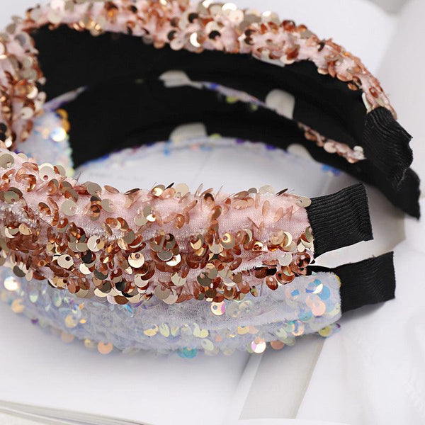 Sparkly Sequins Sponge Headbands Mermaid Knot Tie Head Bands for Women Daily Party Crown Turban Gorgeous Hair Accessories For Women